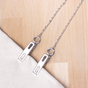 Catena porta tovaglioli con clip GRANDI - catena unisex in argento con anelli per tovaglioli / catena da collo con clip per tovaglioli / regalo per buongustai