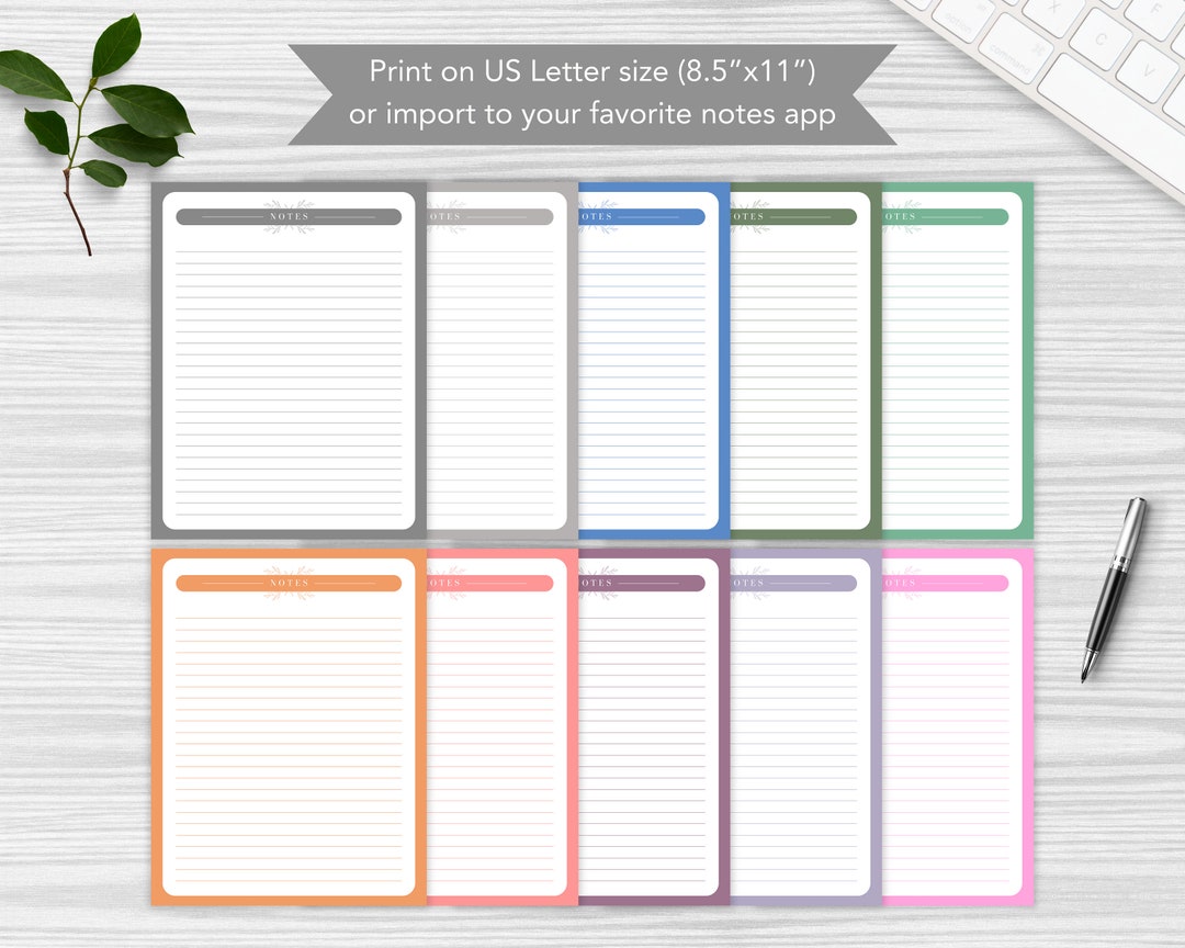 Printable Notebook Pages, iPad Notebook Pages, Goodnotes Pages 8.5
