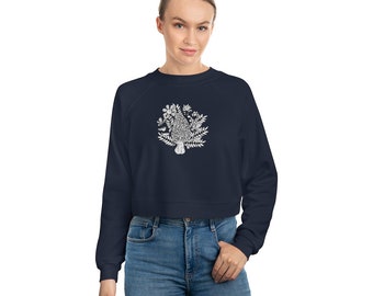 Morel Floral Women's Raglan Pullover Fleece Sweatshirt