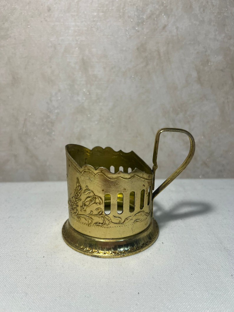 Vintage Becherhalter Boot, Glashalter, Teetassenhalter, russischer Tassenhalter, Podstakannik. Bild 5