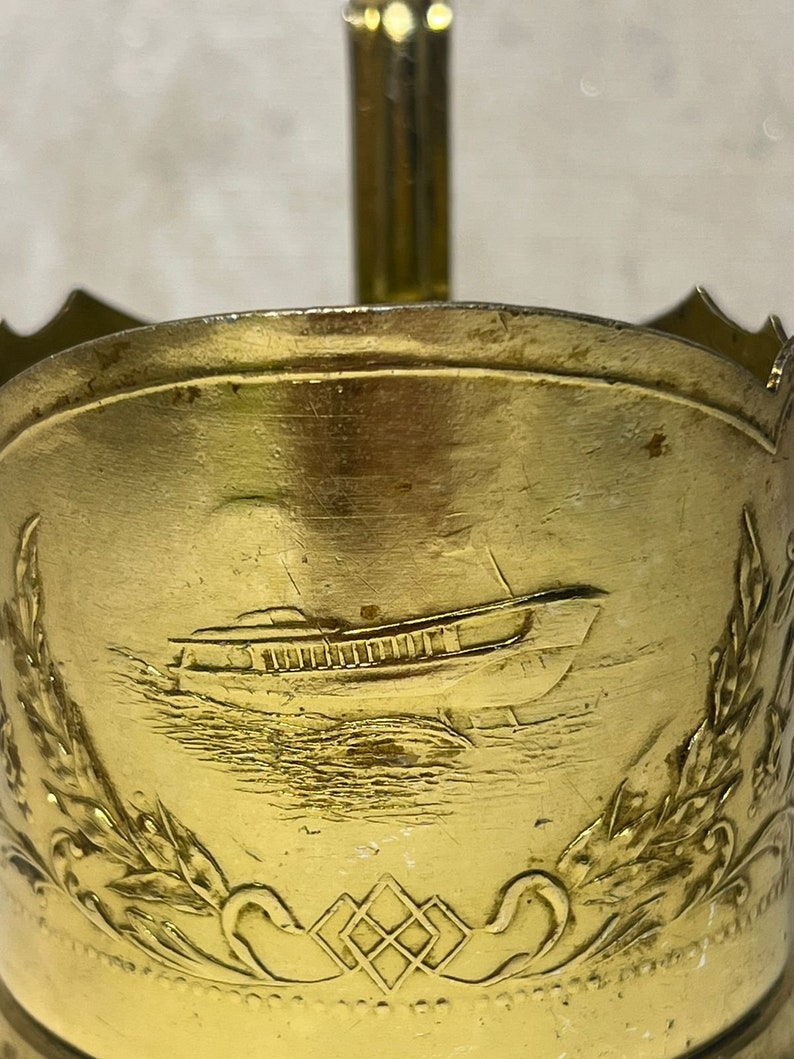 Vintage Becherhalter Boot, Glashalter, Teetassenhalter, russischer Tassenhalter, Podstakannik. Bild 2
