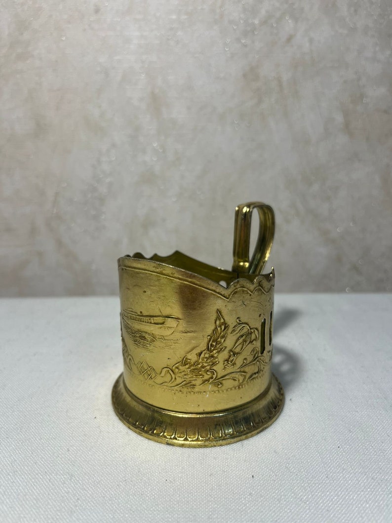 Vintage Becherhalter Boot, Glashalter, Teetassenhalter, russischer Tassenhalter, Podstakannik. Bild 6