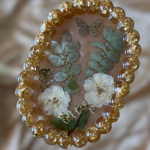Neutral Floral Resin Jewelry Tray, Resin Tray, Decorative Tray, Vanity Tray, White Rose Tray