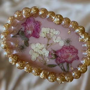 Neutral pink Floral Resin Jewelry Tray, Resin Tray, Decorative Tray, Vanity Tray, pink Rose Tray