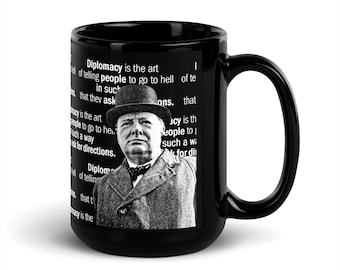Mug #3 Winston Churchill / Citation Diplomatie (Noir)