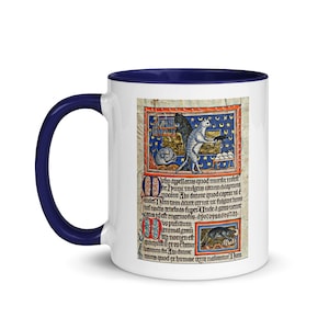 Medieval Etching mug #5 / Cats in Medieval Manuscripts (various color choices)