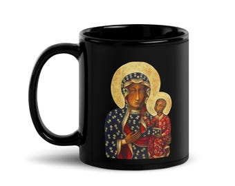 Black Madonna of Częstochowa/ Ezili Mapyang of Haiti mug #5 (black glossy mug)