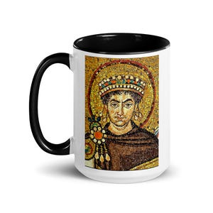 Byzantine Mosaic mug #1 / Justinian (various color choices)