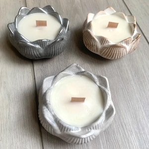 Handmade Concrete Lotus Flower Candle Holders,  Flower Candle, Meditation Decor,