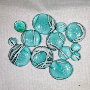 Fused glass dots for mosaic, jewelry, crafts 2.1 oz