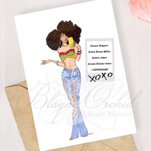 Greeting Card, Black Greeting Card, Black Girl Fashion Card, African American Greetings Card, &#39;Say Her Name Rasta Girl&#39;