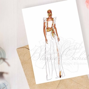 Greeting Card, Black Greeting Card, Black Girl Fashion Card, African American Greetings Card, &#39;Kente Masked Bombshell&#39;