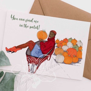 || de la saison d’automne Carte de mode Black Girl || Carte de vœux afro-américaine, 'In the Patch'