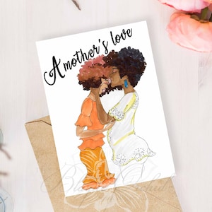 Muttertagskarte, Grußkarte, Individualisierbare Karte, Schwarze Mutter materie, African American Grußkarte, 'A Mother es Love'