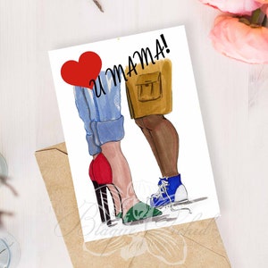 Tarjeta del Día de la Madre, Tarjeta de Felicitación, Tarjeta Personalizable, Black Mothers Matter, Tarjeta de Felicitación Afroamericana, 'Love U Mama'