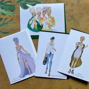 Biglietto di auguri per la stagione autunnale // Biglietto di auguri di moda per ragazze nere // Biglietto d'auguri afroamericano set 'The HeadWrap Game'