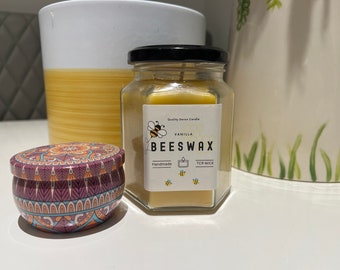 Quality handmade natural beeswax candle (390ml)