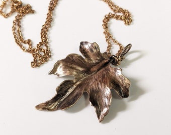 Forged bronze Maple leaf pendant