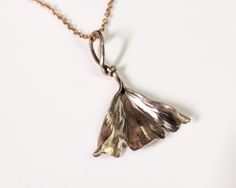 Forged bronze Ginkgo leaf pendant
