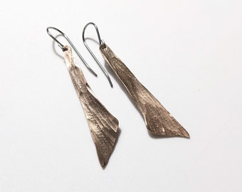 Hammered bronze bark earrings