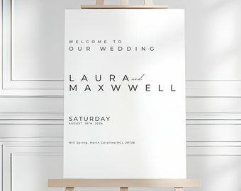 Minimalist Wedding Welcome sign, Editable Wedding Welcome Poster, Simple Wedding Sign, Welcome To Our Wedding Poster, Elegant Welcome Poster