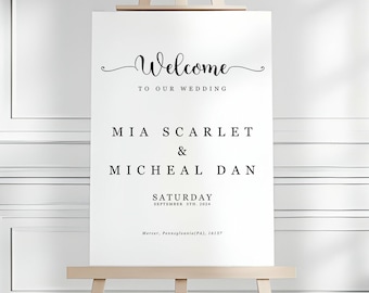 Minimalist Wedding Welcome sign, Editable Wedding Welcome Poster, Simple Wedding Sign, Script Welcome Poster, Elegant Welcome Poster, DIY