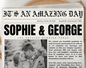 DIY Newspaper Wedding Template, Vintage Newspaper Wedding Template, Newspaper Template, Custom Newspaper, Newlywed Times, Vintage Template