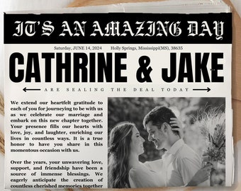 Vintage Newspaper Wedding Template,  Custom Newspaper, Newlywed Times,  DIY Newspaper Wedding Template, Newspaper Template, Vintage Template