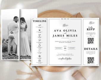 Editable Wedding Invitation Template, Minimalist Wedding Invitation, Modern Wedding Template, Simple Wedding Template, Wedding Bundle, DIY