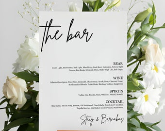 Editable Bar Sign, Modern Drink Menu Template, Minimalist Wedding Bar Menu, Simple Wedding Drink Menu, Wedding Bar Sign, Bar Variation. DIY