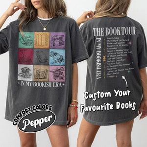 In My Bookish Era Comfort Colors Shirt, Custom Favorite Books Shirt, Personalized Book Tour, Book Lover Shirt,  Gift For Bookish