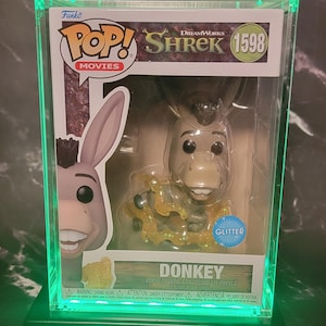 Shrek DreamWorks 30th Anniversary Donkey Glitter Funko Pop with Custom Green LED Light Display