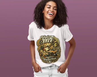 Vintage 1977 T-Shirt, Retro 70s Style Cotton Tee, Aged to Perfection Apparel