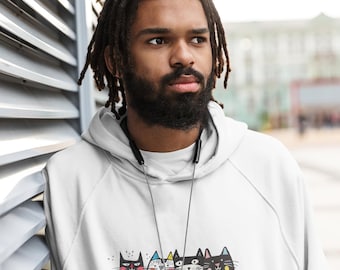 Graphic Cat Hoodie, Cozy Fleece Sweatshirt, Unisex Cat Lover Pullover