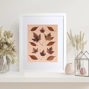 Framed Pressed Maple & Elm Leaf Art. Real Dried Leaves. Unique botanical piece Inspired By The Comfort Of Home And The Wonder Of The Nature.