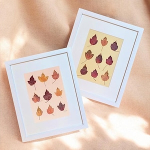 Framed Pressed Tiny Maple Leaf Art. Real Dried Leaves. Nature Artwork.