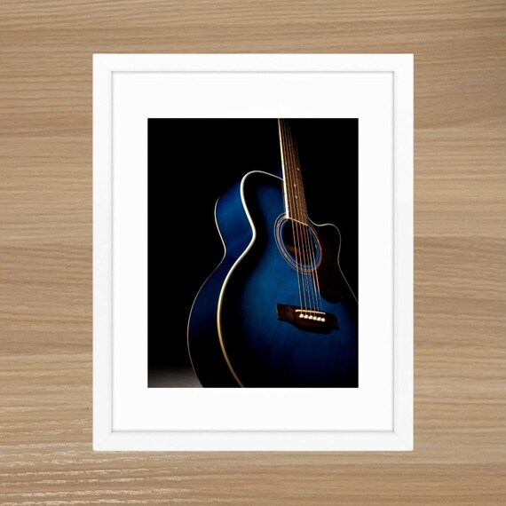 Guitar Photography art printed with realistic look on high quality. Unframed. Musical Instrument Wall Decor. Musical Instruments Collection.
