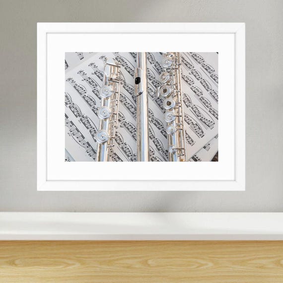 Flute Photography art printed with realistic look on high quality. Unframed. Musical Instrument Wall Art.