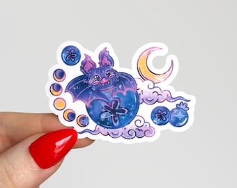 Pegatina de murciélago de arándano caprichosa / Pegatina de vinilo holográfica