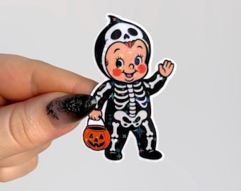 Holographic Skeleton Costume Baby Halloween Sticker | Glitter Vinyl Sticker
