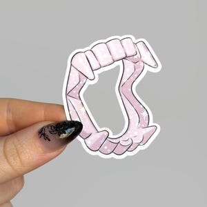 Vampire Teeth Sticker | Holographic Halloween Vinyl Sticker