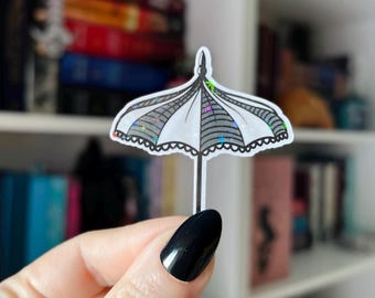 Gothic Beach Umbrella Sticker | Spooky Summer Lace Parasol Decal | Dark Aesthetic Vinyl Sticker | Witchy Beach Kindle Sticker