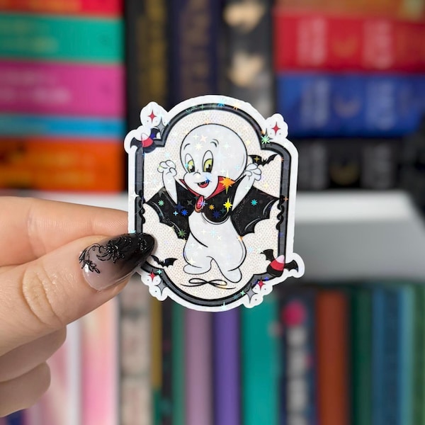Vampire Ghost Sticker | Halloween Holographic Vinyl Sticker