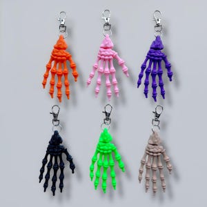 Skeleton Hand Keychain | Neon Skeleton Charm | Skeleton Bag Charm | Spooky Keychain, Halloween Keychain, Creepy Cute Keychain