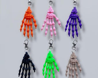 Skeleton Hand Keychain | Neon Skeleton Charm | Skeleton Bag Charm | Spooky Keychain, Halloween Keychain, Creepy Cute Keychain