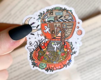 Haunted Pocket House Holographic Sticker | Halloween Vinyl Sticker