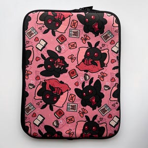 Cozy Mothman Reading Kindle Sleeve | Pink Cryptid Tablet Case | Bookish Gift for Readers | 7” or 10” | Ereader, iPad, Book Sleeve