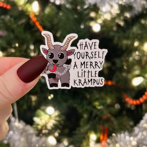 Spooky Christmas Sticker | Merry Little Krampus Sticker | Waterproof Laptop, Kindle Sticker | Glossy Vinyl Sticker