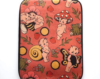 Vintage Baby Fairy Kindle Sleeve | Cottagecore Baby Mushroom Kindle Case | 7” or 10” Sizes | Water Resistant Ereader, iPad, Book Sleeve