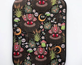 Swamp Witch Mothman Kindle Sleeve | Dark Cottagecore Cryptid Kindle Case | 7” or 10” Sizes | Water Resistant Ereader, iPad, Book Sleeve